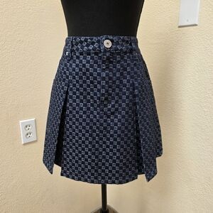 Balmain Monogram Denim Mini Skirt